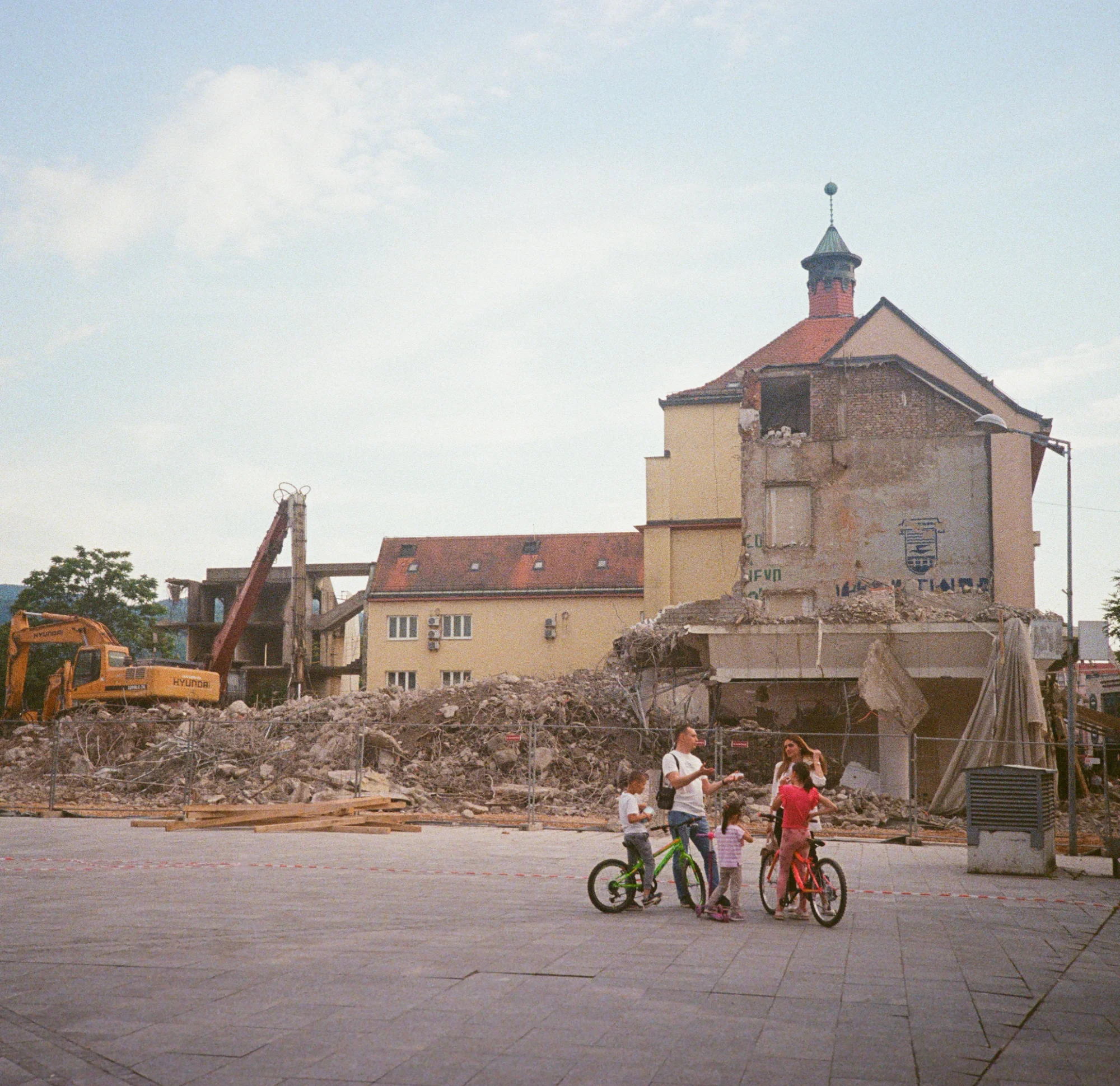 Urban demolition scene