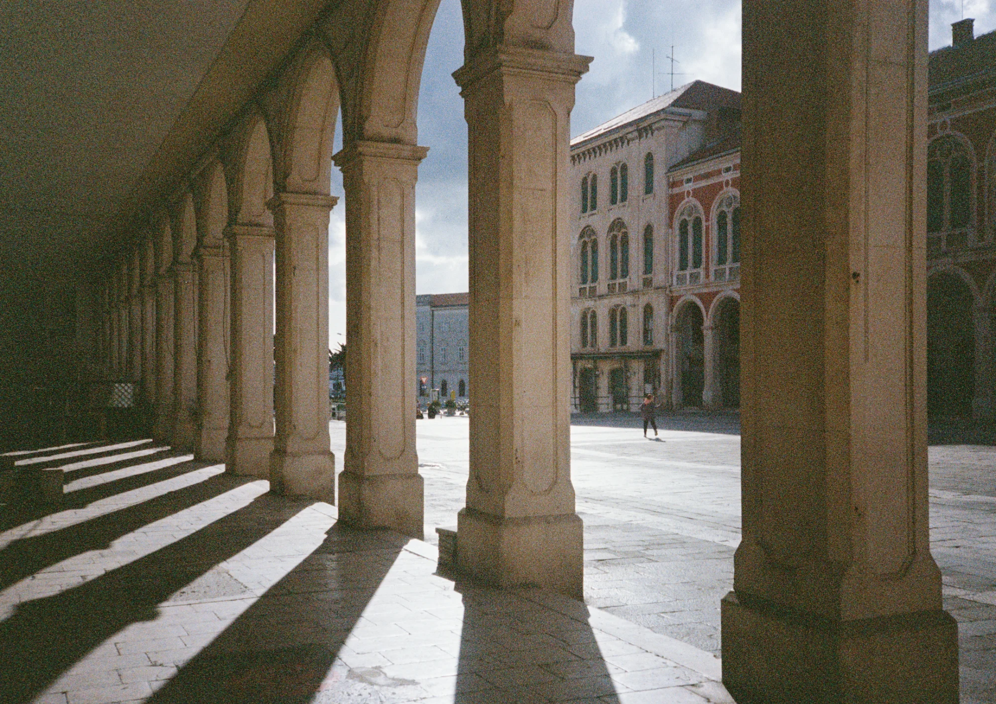 Italian piazza with columns